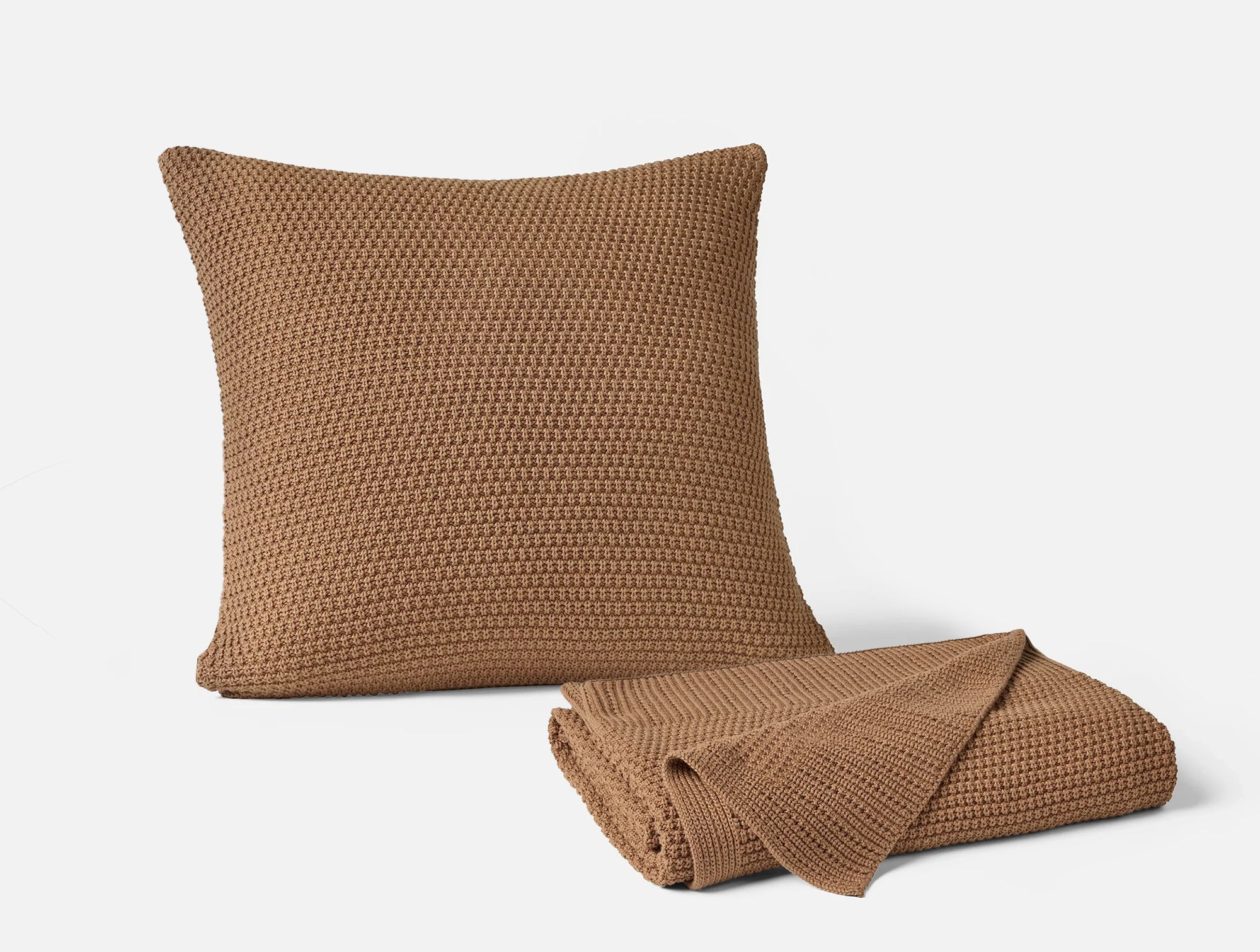 Avalon Organic Knit Throw + Decorative Pillow Cover Set