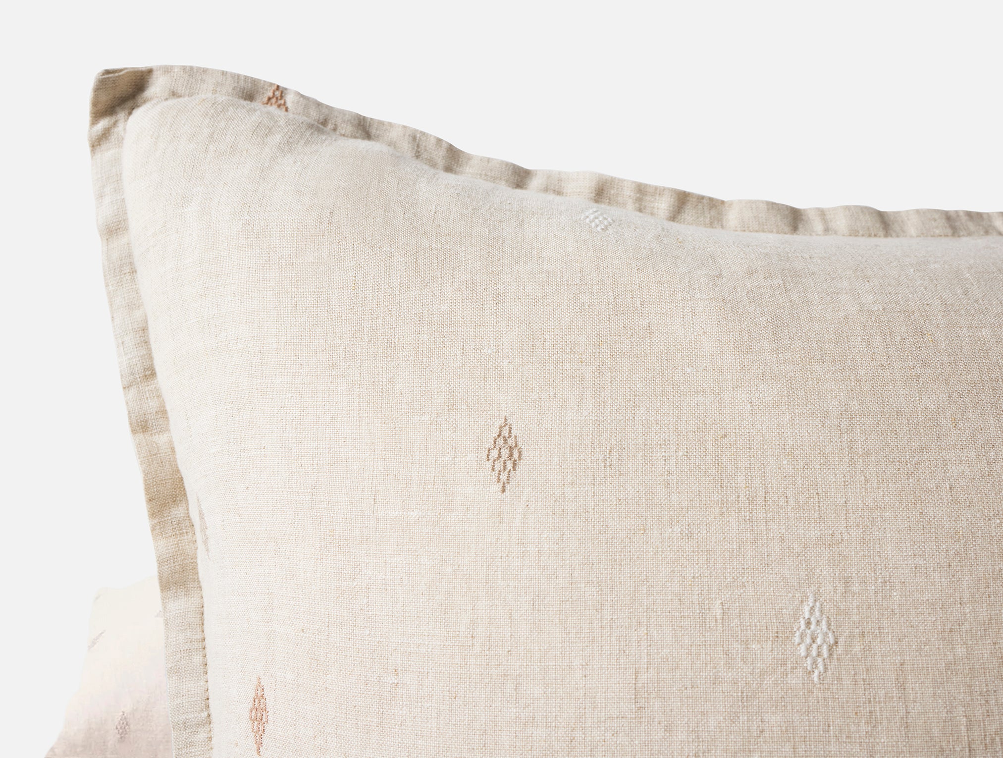 Cambria Embroidered Organic Linen Decorative Throw Pillow Cover - Image 4