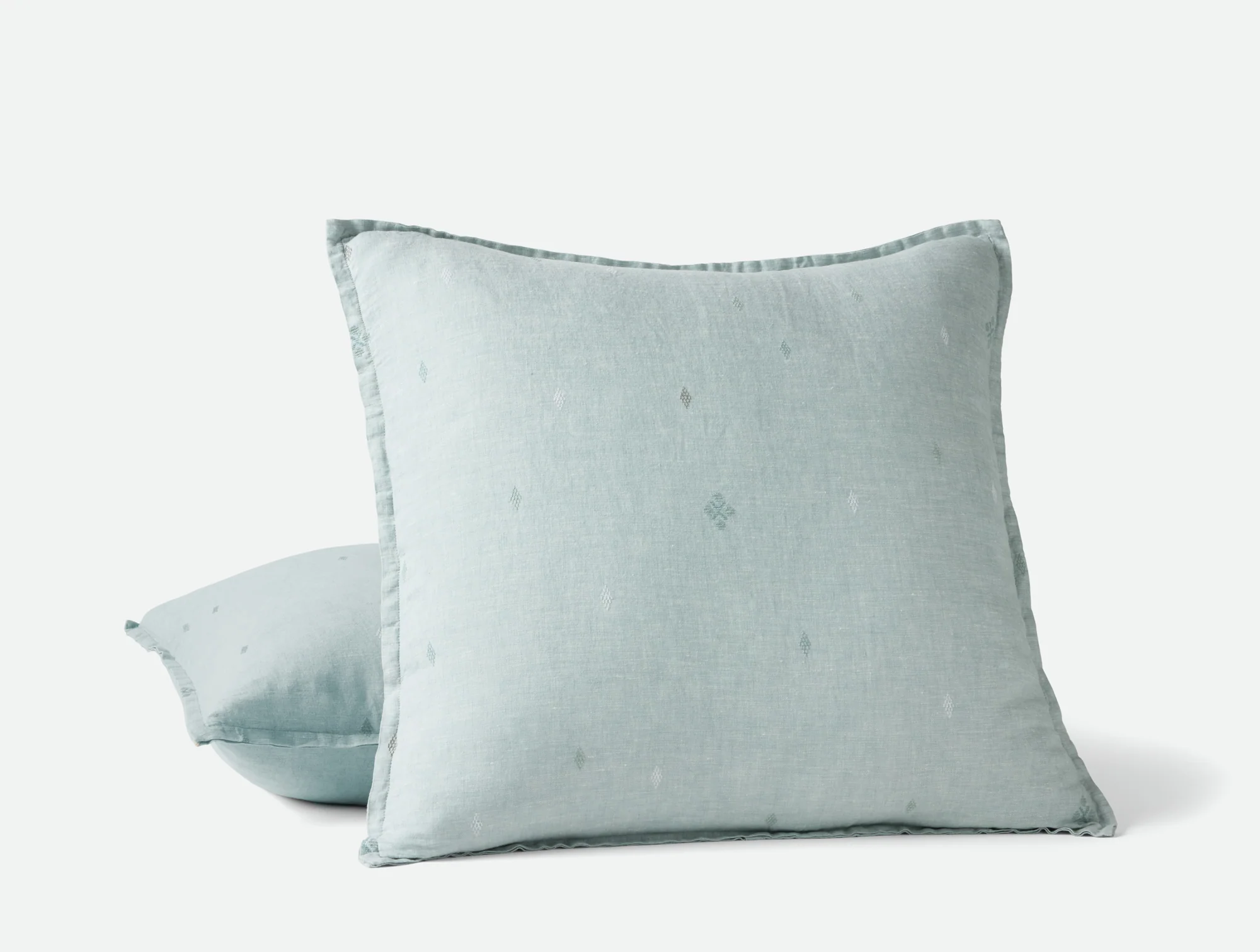 Cambria Embroidered Organic Linen Decorative Throw Pillow Cover