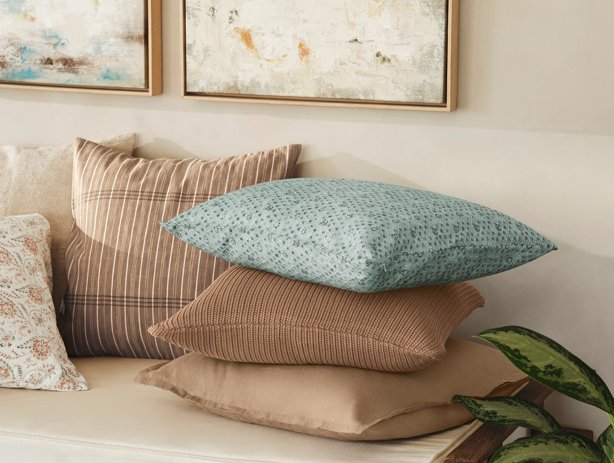 Coral Bell Print Decorative Pillow Cover + Pillow Insert Set - Image 5