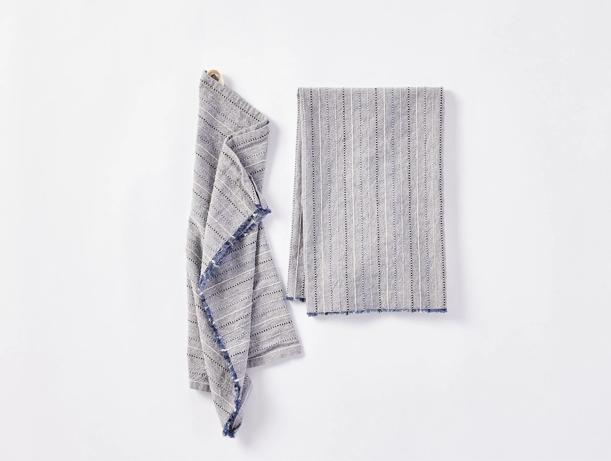 Fringe Stripe Organic Hand Towel, Set Of 2 - Renewed