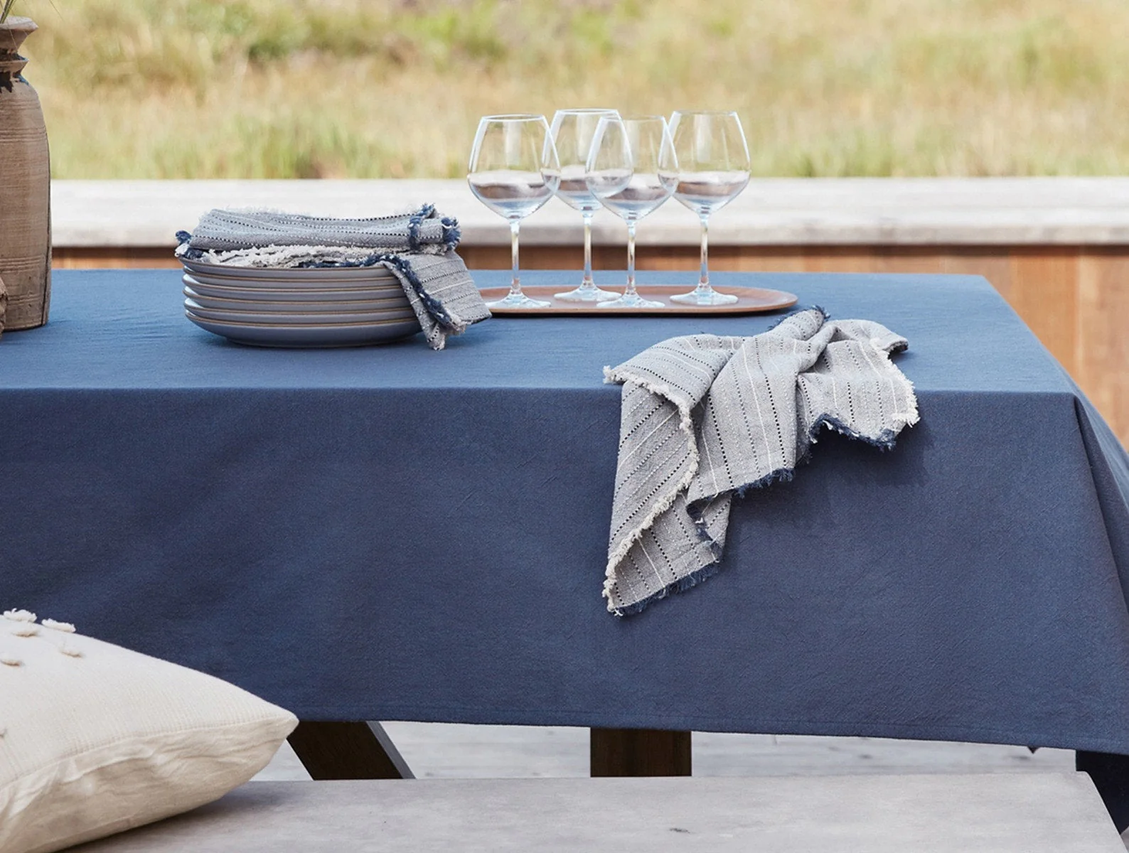 Fringe Stripe Organic Napkins, Set of 4 - Image 2