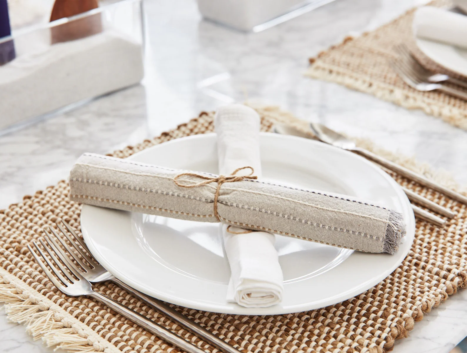 Fringe Stripe Organic Napkins, Set of 4 - Image 2