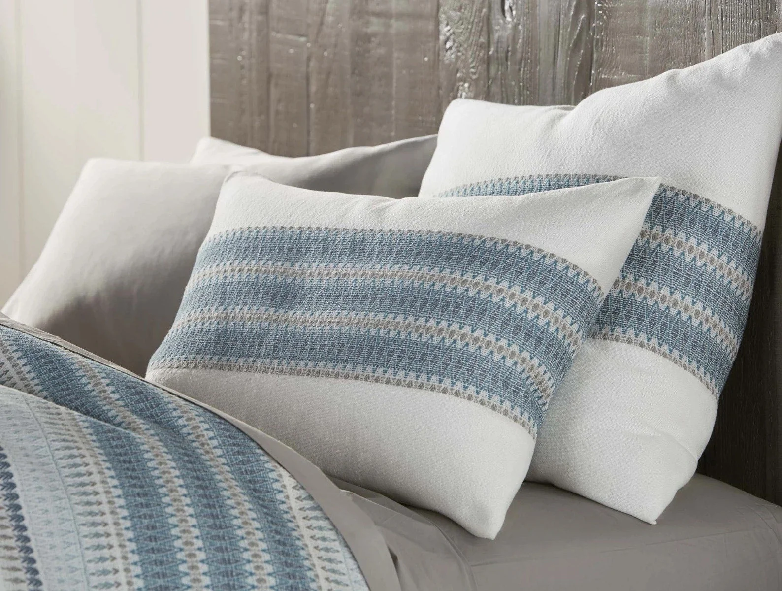 Lost Coast Organic Pillow Shams Marine w/Grays - Renewed - Image 2
