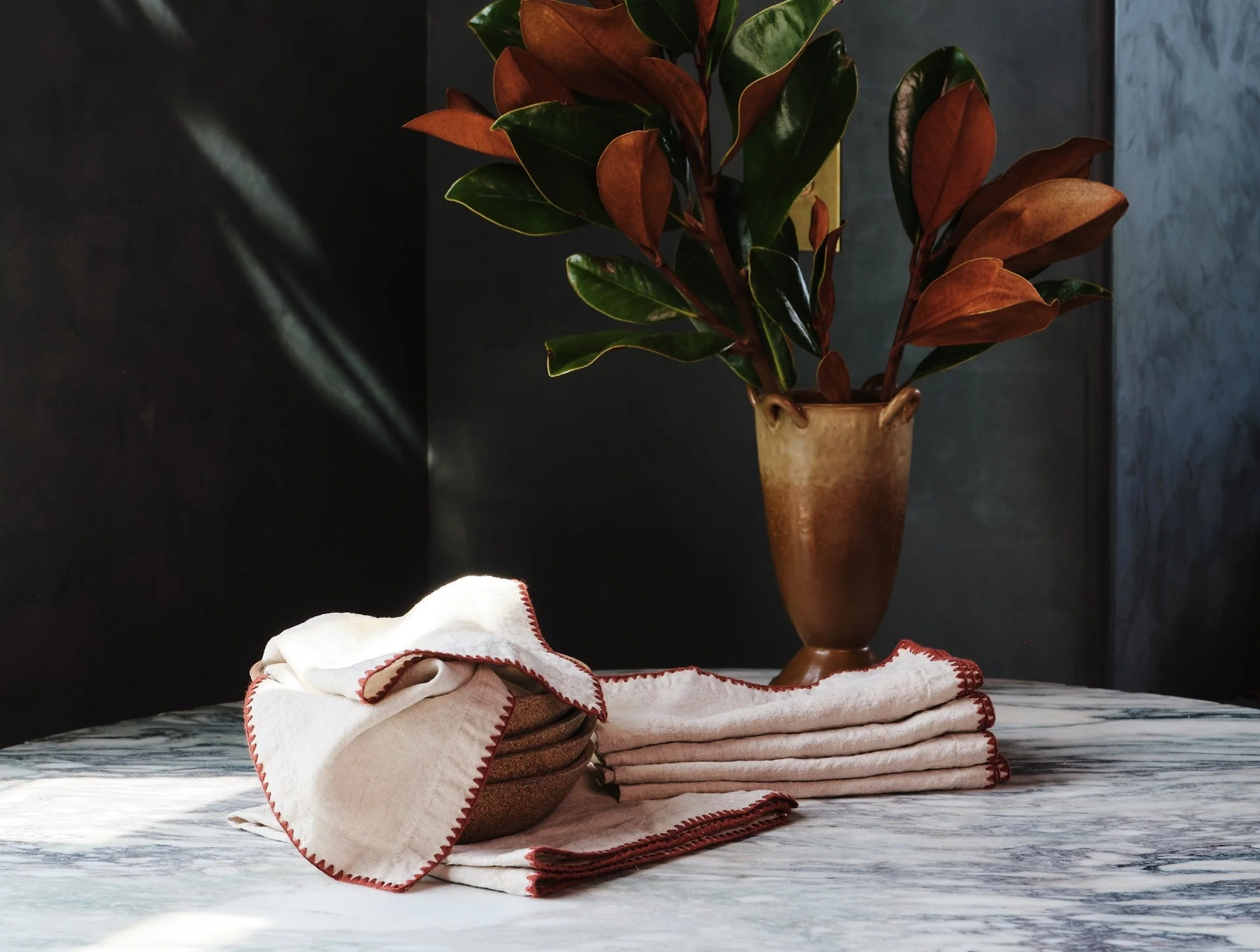 Olivos Embroidered Organic Linen Napkins - Image 4