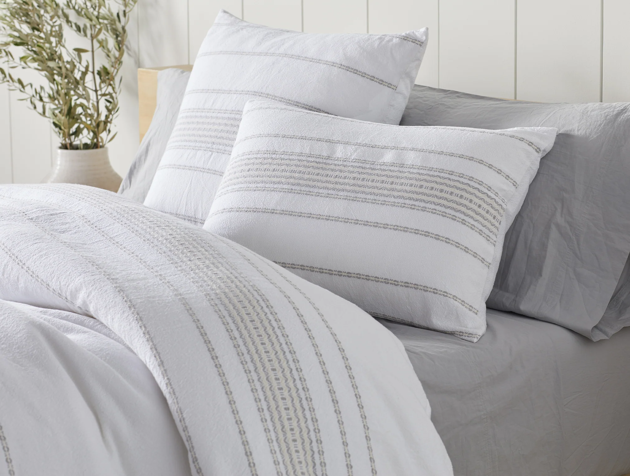 Rippled Stripe Organic Duvet Cover - Renewed - Image 3