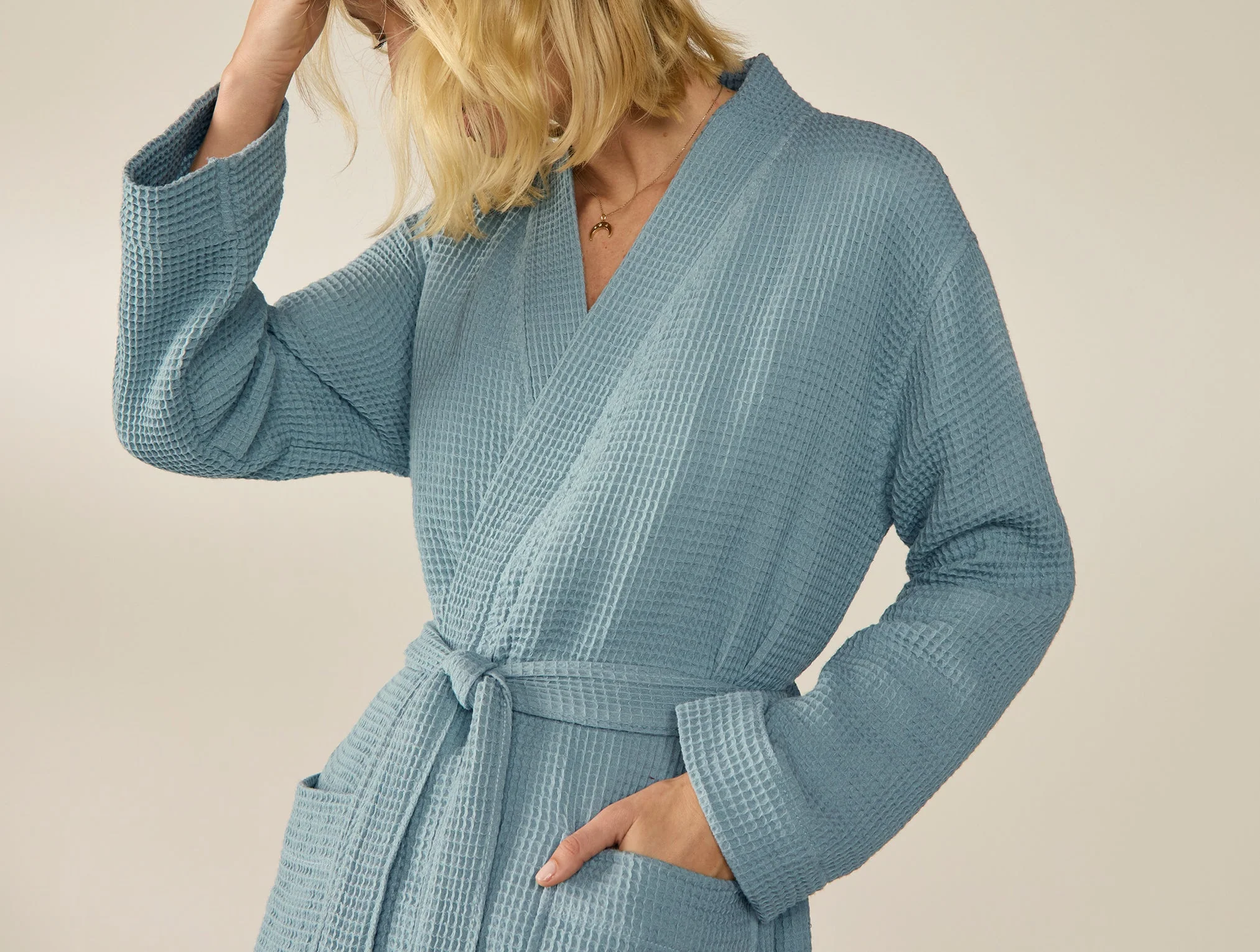 Unisex Organic Waffle Robe - Renewed - Image 2