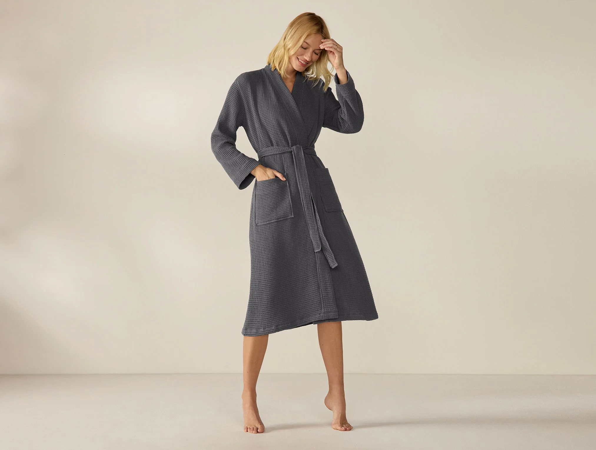 Unisex Organic Waffle Robe - Renewed - Image 6