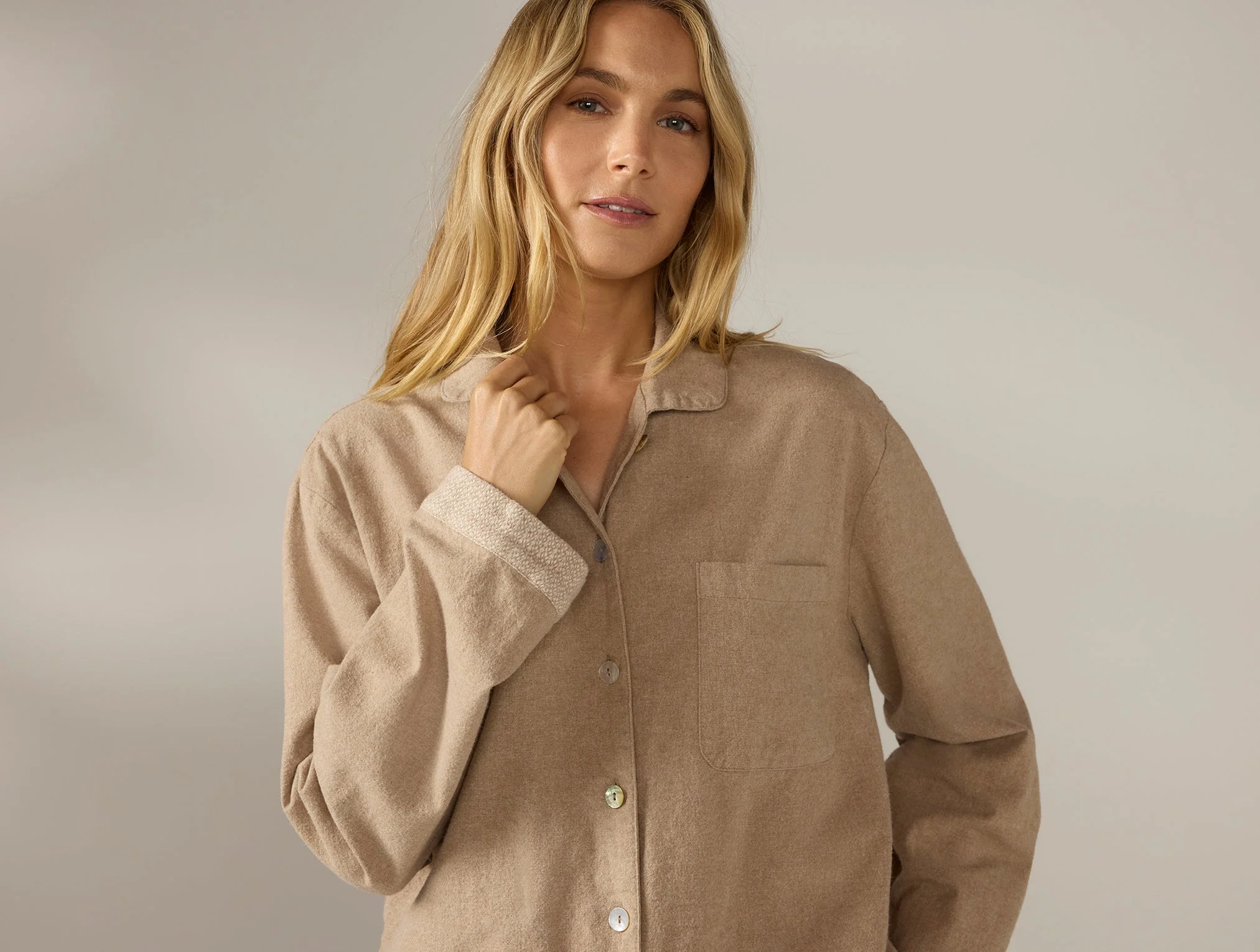 Women's Cloud Brushed Organic Flannel Pajama Set - Image 2