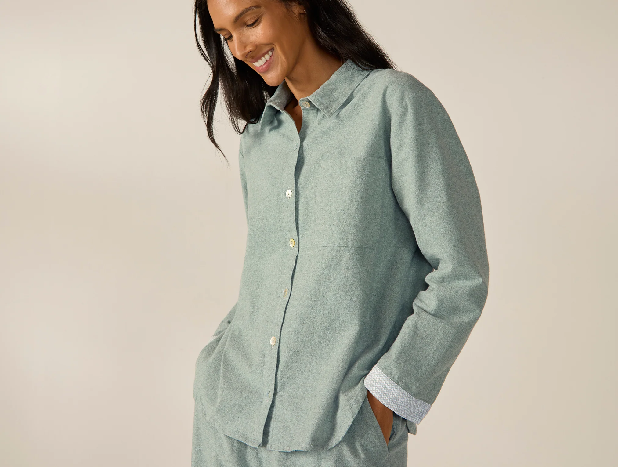 Women's Cloud Brushed Organic Flannel Pajama Set - Image 2