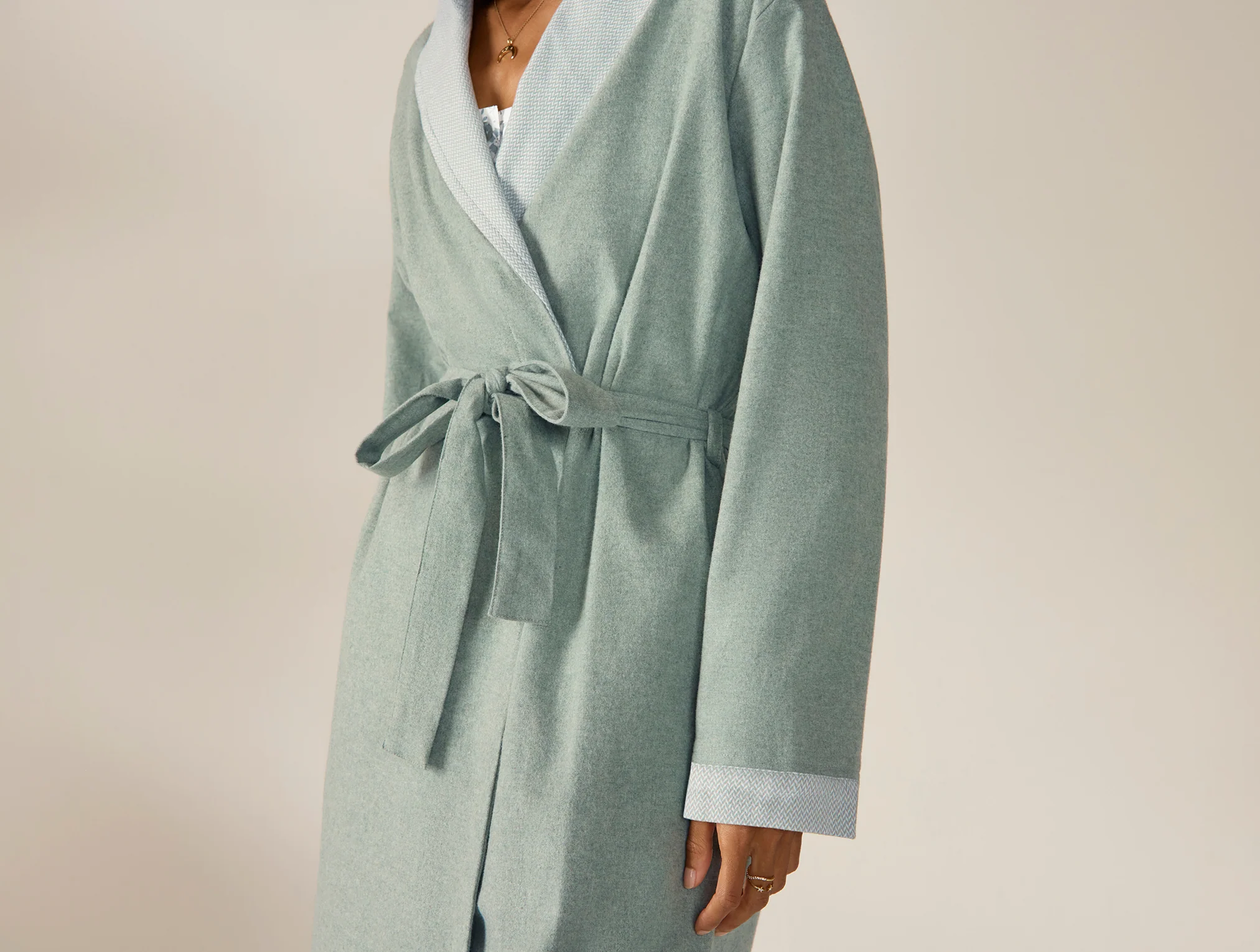 Women's Cloud Brushed Organic Flannel Robe - Image 2