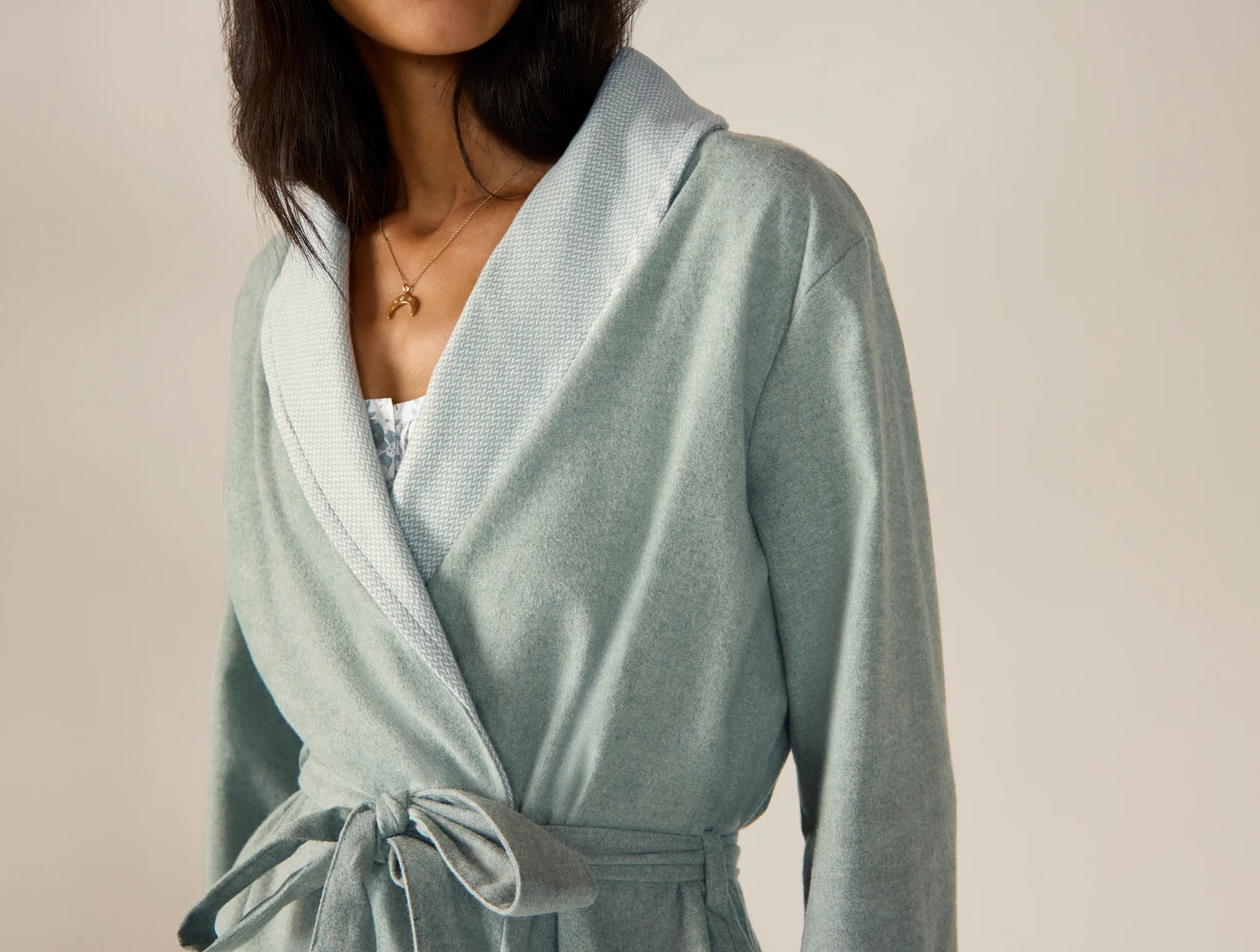 Women's Cloud Brushed Organic Flannel Robe - Image 3