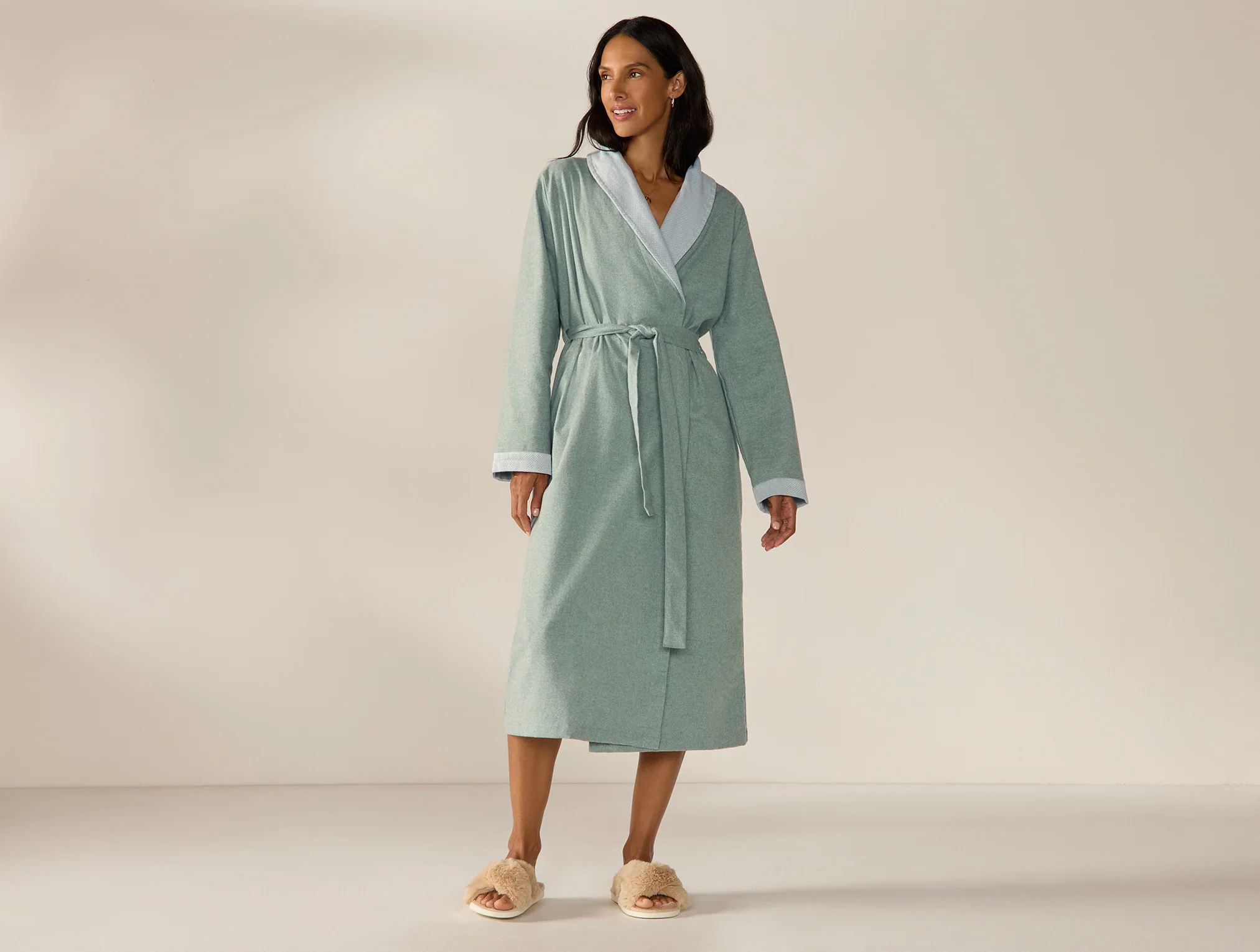 Women's Cloud Brushed Organic Flannel Robe - Image 6