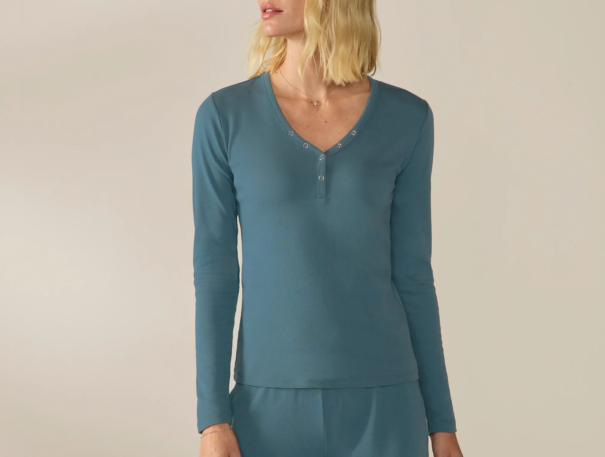 Women's Pima Organic Knit Henley - Image 5