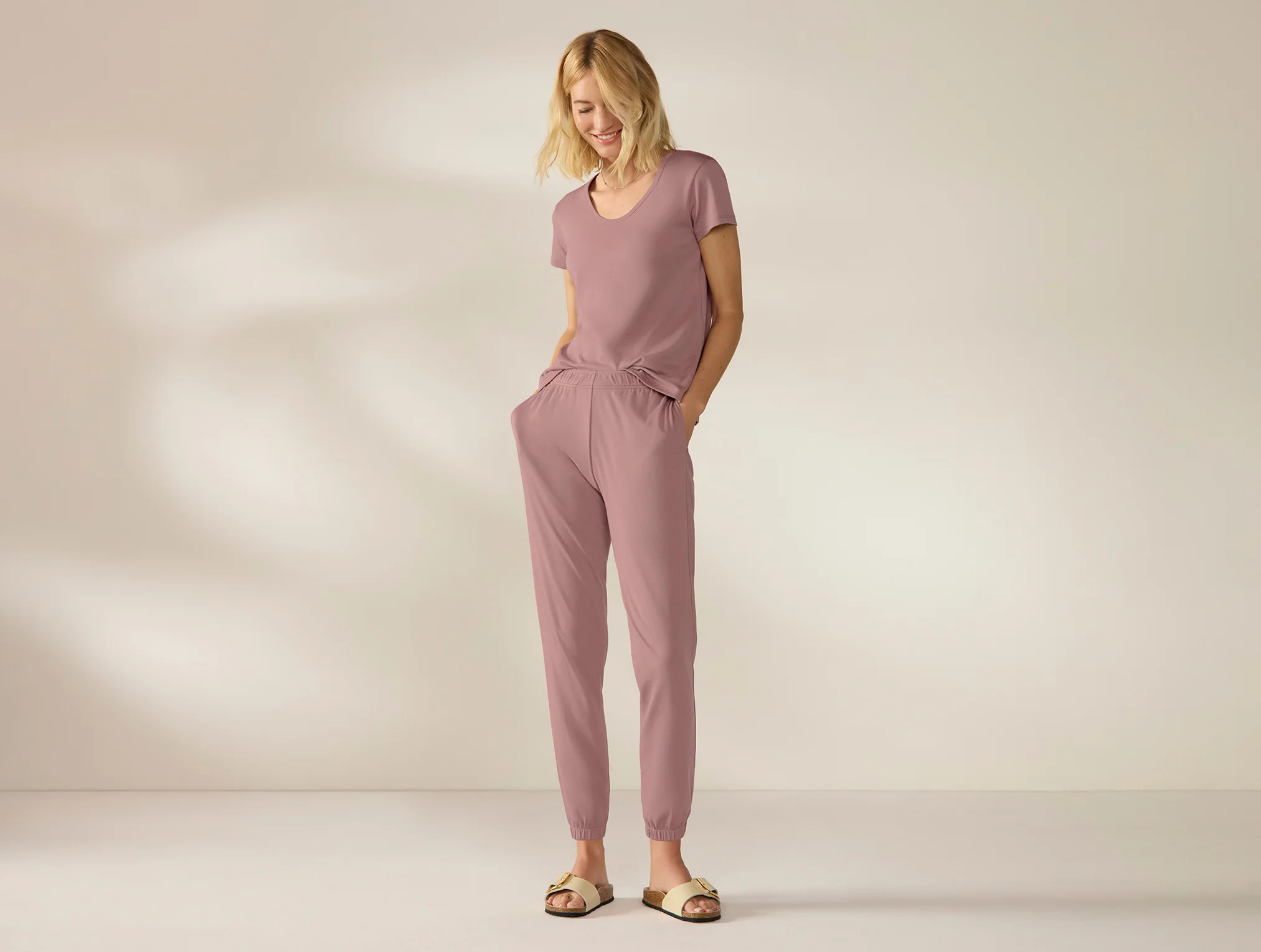 Women's Pima Organic Knit Jogger + Tee Set - Image 2